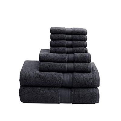 MADISON PARK SIGNATURE 800GSM 100% Cotton 8 Piece Towel Set Black See Below