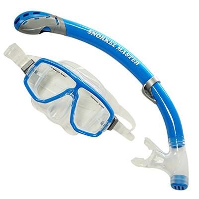 Snorkel Master Snorkeling Mask & Semi Dry Snorkel Combo, Blue/Silver