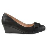 Brinley Co. Womens Gael Faux Suede Buckle Detail Comfort-Sole Wedges Black, 11 Regular US screenshot. Shoes directory of Clothing & Accessories.