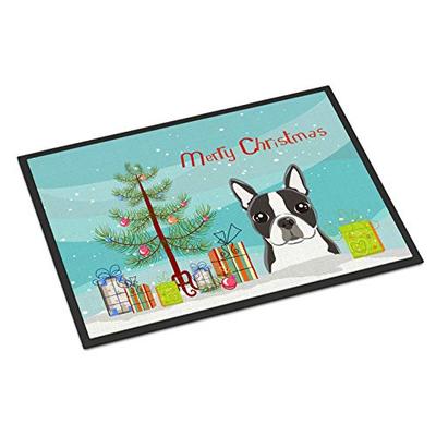 Caroline's Treasures BB1575JMAT Christmas Tree and Boston Terrier Indoor or Outdoor Mat 24x36, 24H X