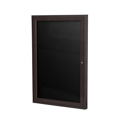 Ghent 36" x 30" 1 Door Enclosed Flannel Letter Board, Black Letter Panel, Bronze Aluminum Frame (PB1