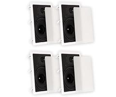 Theater Solutions TS80W in Wall 8" Speakers Surround Sound Home Theater 2 Pair Pack