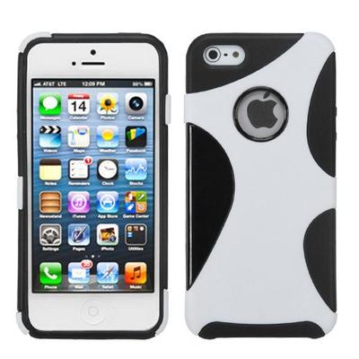 MyBat ASMYNA Rubberized Cragsman Mixy Phone Protector Cover for iPhone 5s/5 - Retail Packaging - Whi