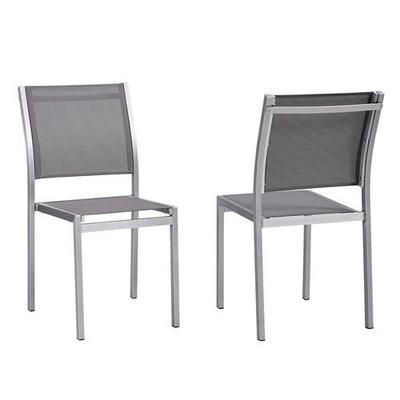 Modway EEI-2585-SLV-GRY-SET Shore Side Chair Outdoor Patio Aluminum Set of 2 in Silver Gray, 18" L x