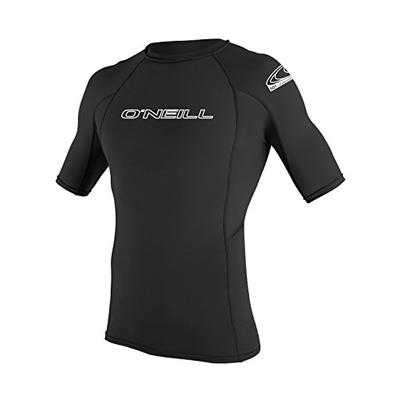 O'Neill Wetsuits Men's Basic Skins UPF 50+ Short Sleeve Rash Guard, Black, Medium