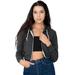 American Apparel Women's Cropped Flex Fleece Zip Hoodie Size M Dark Heather Grey