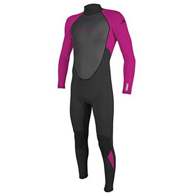 O'Neill Youth Reactor-2 3/2mm Back Zip Full Wetsuit, Black/Berry, 10