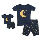 Leveret Shorts Matching Doll & Girl Moon & Stars 2 Piece Pajama Set 100% Cotton Size 10 Years screenshot. Sleepwear directory of Clothes.