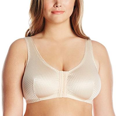 Leading Lady Zig-Zag Weave Front-Closure Leisure Bra, Beige, 56BCD