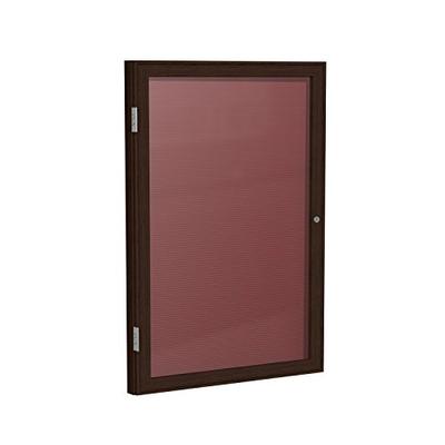 Ghent 36" x 30" 1 Door Enclosed Flannel Letter Board, Burgundy, Wood Frame Walnut Finish (PN13630B-B