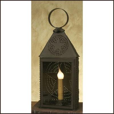 Colonial Tin Works Half-Round Lantern with Punched Design grey