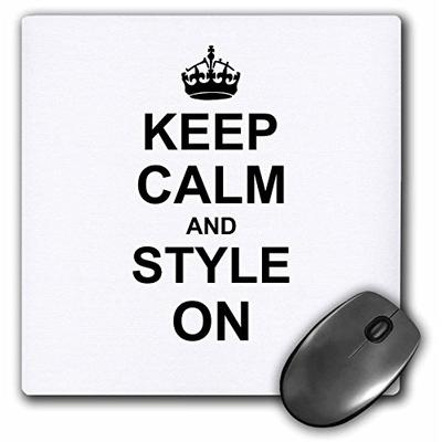 3dRose Keep Calm and Style on - carry on styling - Mouse Pad, 8 by 8 inches (mp_157732_1)