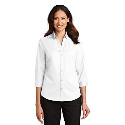Port Authority Ladies 3/4-Sleeve SuperPro Twill Shirt XS White
