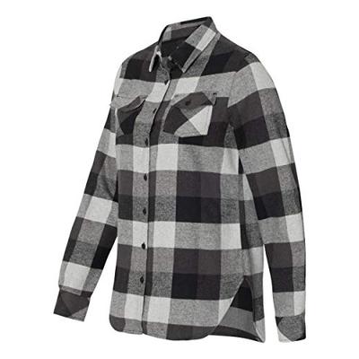 Burnside Womens Yarn-Dyed Long Sleeve Flannel Shirt (5210) -BLACK -XL