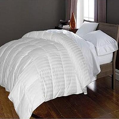 Royal Luxe Unisex Damask Stripe White Goose Down/White Goose Feather Comforter-Full/Queen White