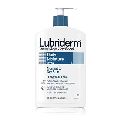 Lubriderm Fragrance Free Normal to Dry Skin Daily Moisture Lotion, 16 Fluid Ounce - 12 per case.