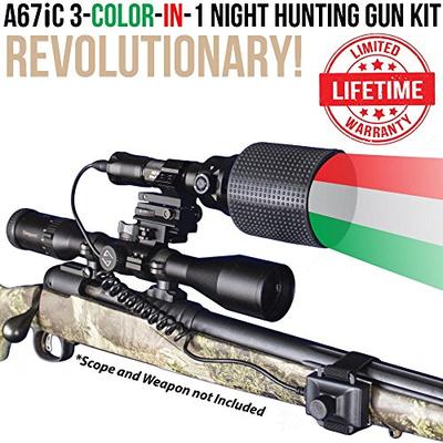 Wicked Lights A67iC 3-Color-in-1 (Green, Red, White LED) Night Hunting Gun Light Kit with Intensity