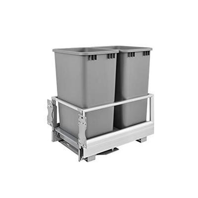 Rev-A-Shelf Double 50 Quart Pullout Waste Container Silver