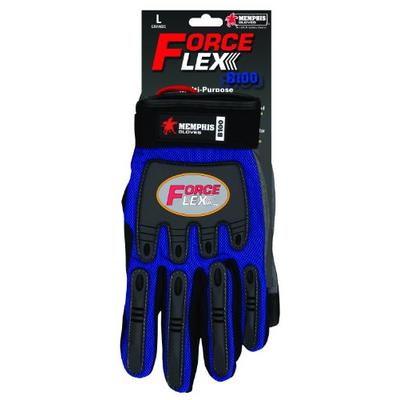 MCR Safety B100XXL ForceFlex Clarino Synthetic Leather Gloves with Adjustable Wrist Closure, Blue/Bl