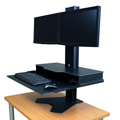 RightAngle HHBHMD2428BB Standing Desk Converter- Height Adjustable Sit Stand Desk Riser X, Dual Moni