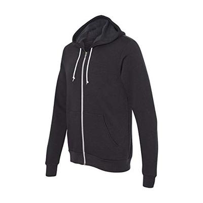 Bella+Canvas Fashion Full-Zip White Cord Hooded Sweatshirt, L, Dark Grey