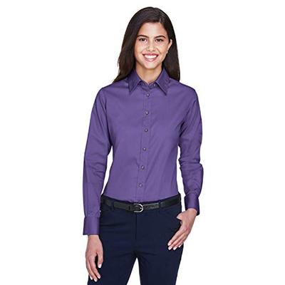 Harriton Ladies Easy Blend Long-Sleeve Twill Shirt Stain-Release XL Team Purple