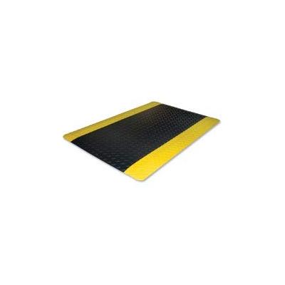 Genuine Joe Anti-Fatigue Mat with Beveled Edge, 2 by 3-Feet, Yellow Border, Black