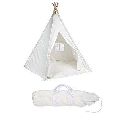 6' Canvas Teepee With Carry Case - Customizable Canvas Fabric - By Trademark Innovations (White)