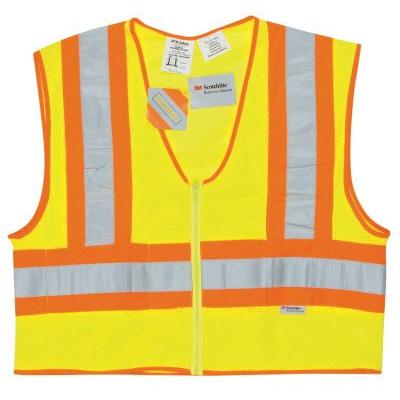 MCR Safety WCCL2LFRL Class 2 Polyester Safety Vest with 3M Scotchlite Orange/Silver Reflective Strip