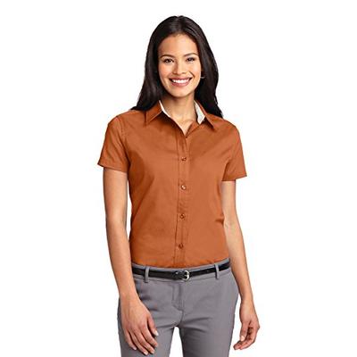 Port Authority Women's Short Sleeve Easy Care XXL Texas Orange/Light Stone