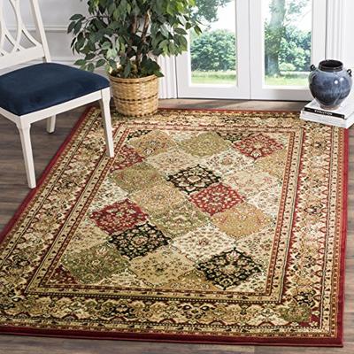 Safavieh Lyndhurst Collection LNH221B Multi and Red Square Area Rug, 8 feet Square (8' Square)