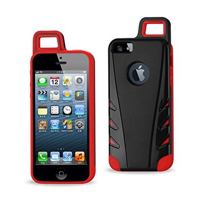 Reiko Wireless iPhone 5/5S/Se Drop Proof Workout Hybrid Case with Hook in Black Red - Colored