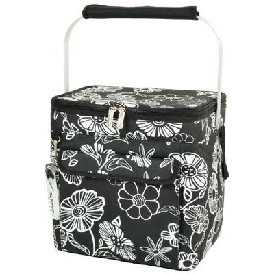 Picnic at Ascot 6 Bottle Insulated Wine Tote- Collapsible Multi Purpose Cooler - Night Bloom