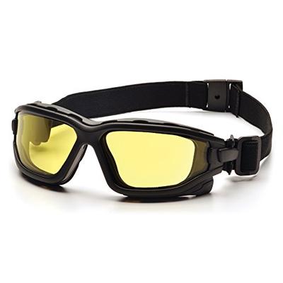Pyramex I-Force Sporty Dual Pane Anti-Fog Goggle, Black Frame/Amber Anti-Fog Lens