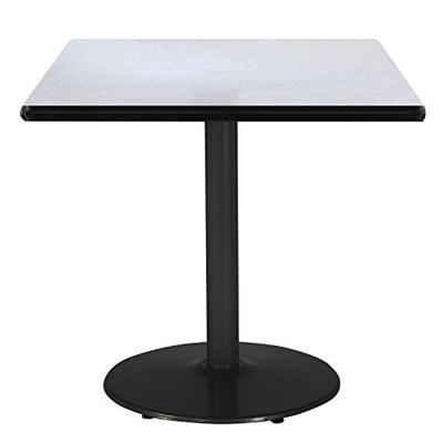 36" Square Pedestal Table with Grey Nebula Top, Round Black Base