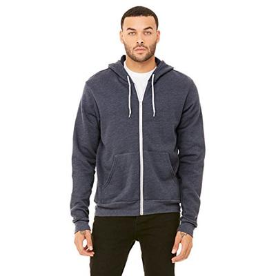 CN POLY/CTN FLCE FULL ZIP HOOD, HEATHER NAVY, S