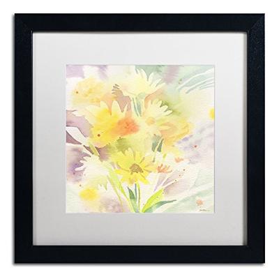 Daisy Dreams Artwork by Sheila Golden, 16 by 16-Inch, White Matte with Black Frame