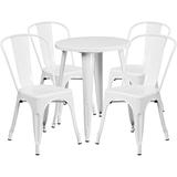 Flash Furniture 24'' Round White Metal Indoor-Outdoor Table Set with 4 Cafe Chairs screenshot. Patio Furniture directory of Outdoor Furniture.
