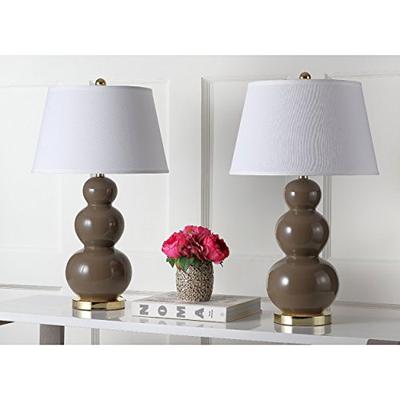 Safavieh Lighting Collection Pamela Taupe Triple Gourd 27-inch Table Lamp (Set of 2)