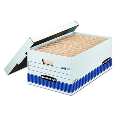 Bankers Box 0070205 STOR/FILE Storage Box, Legal, Locking Lid, White/Blue (Case of 4)