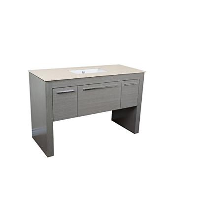 Bellaterra Home Single Sink Gray Vanity with Cream Marble, 55.3"