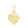 CARISSIMA Gold Women's 9ct Yellow Gold Heart Flower and Leaf Locket Pendant on Curb Chain Necklace of 46cm/18