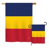 Breeze Decor Chad of the World Nationality Impressions Decorative Vertical 2-Sided Polyester Flag Set in Blue/Red/Yellow | 40 H x 18.5 W in | Wayfair