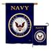 Breeze Decor Navy American Military Impressions Decorative Vertical 2-Sided Polyester 2 Piece Flag Set in Blue | 28 H x 18.5 W in | Wayfair