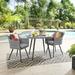 Endeavor 3 Piece Outdoor Patio Wicker Rattan Dining Set by Modway Glass in Gray | 32.5 H x 36 W x 36 D in | Wayfair EEI-3182-GRY-GRY-SET