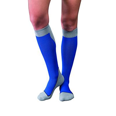 JOBST Sport Knee High 20-30 mmHg Compression Socks, Royal Blue/Grey, Medium