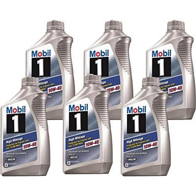 Mobil 1 103536 10W-40 High Mileage Motor Oil - 1 Quart (Pack of 6)