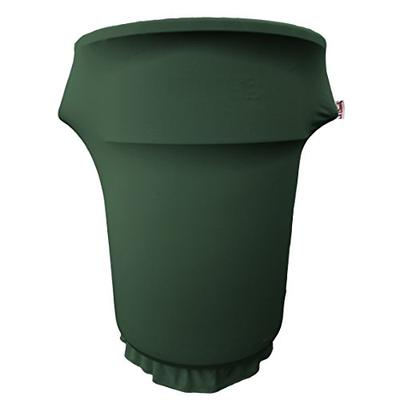 LA Linen Spandex Cover Fitted for 55 Gallon Trash can on Wheels, Hunter Green