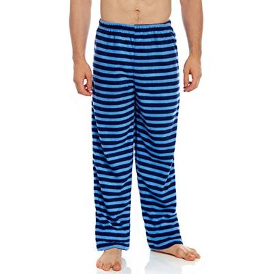 Leveret Men's Fleece Sleep Pants Blue & Navy Medium