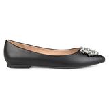 Brinley Co. Womens Faux Leather Pointed Toe Jewel Flats Black, 10 Regular US screenshot. Shoes directory of Clothing & Accessories.